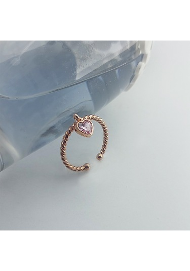 Vaoov 925 Ayar Gümüş Kalp Sallantılı Yüzük Rose