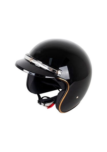 Fortunelane My02 Motosiklet Kaskı 3/4 Siperlik, Retro Güneş Koruma, Siyah Gümüş Renk