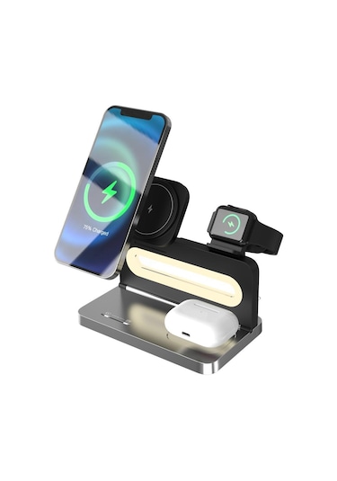 S-link Sw-cwf120 Siyah Telefon Kulaklık Akıllı Saat 15w 3 İn 1 Magsafe Kablosuz Şarj Cihazı Siyah