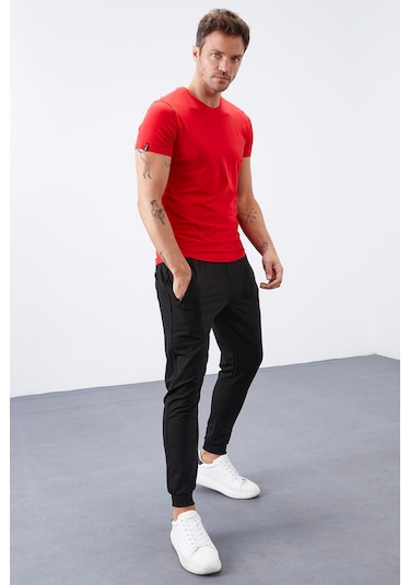 Tommy Life Siyah Fermuar Cepli Dar Kalıp Jogger Erkek Eşofman Alt - 84343 Siyah