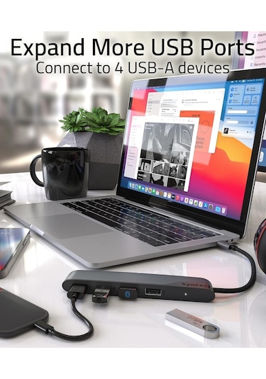 4 Port Usb-c To Usb Hub Type-c Usb 3.0 Çoklayıcı Laptop, Macbook, İpad Ve Pc Uyumlu