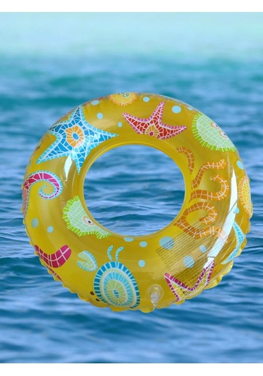 Sarı Hayvanlı Desenli Şişme Deniz Simiti, Havuz Can Simiti 0-3 Yaş Sarı