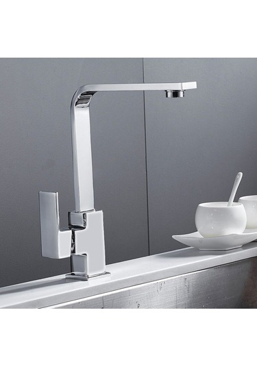 Rudi Armatür Pirinç Malzeme 1. Kalite Krom Kuğu Model Eviye Bataryası Gri