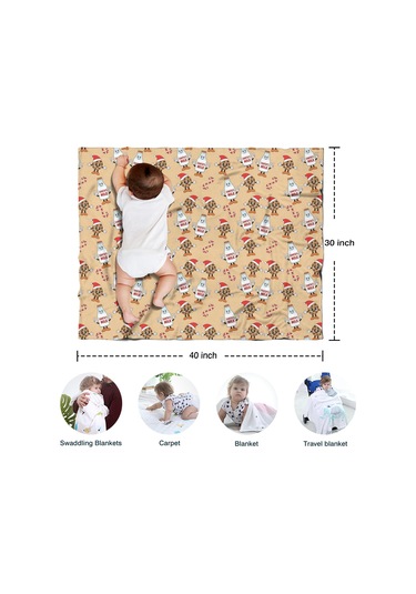 Noel Desenli Bebek Battaniyesi 40x30 İnç, Polar, Yumuşak, Hafif Ve Kalın Noel Süt Kurabiye