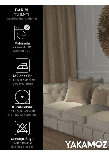 Br Yakamoz Kum Beji Kırlent , Yastık Kılıfı Kadife Görünümlü Velvet Touch Serisi Kum Beji