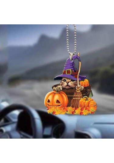 Homyl Cadılar Bayramı Balkabağı Dekor Araba Ev Kolye Stil-e