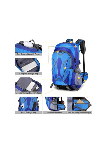 Yunboo 36-55l Büyük Kapasiteli Sırt Çantası - Su Geçirmez, Ayarlanabilir, Çok Cepli Dağcılık Ve Kampçılık İçin Siyah