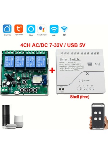 Tuya 4ch akıllı Wifi anahtarı  RF 433