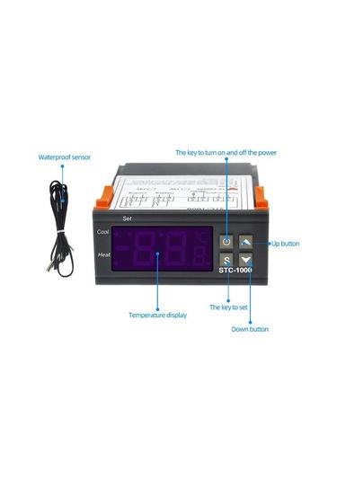 Stc-1000 Ac 110-220v 10a Lcd Ekran Sıcaklık Kontrol Termostatı Ntc Problu