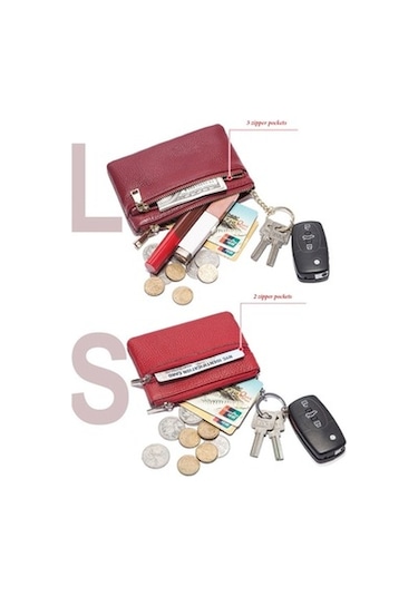 Linjinxu Humerpaul Wx2010 Bayan Deri Mini Cüzdan Taşınabilir Bozuk Para Kesesi Ve Kartlık, Beden: L Siyah Siyah