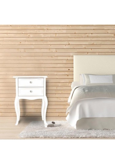 Ahşap Lake  Iki Çekmeceli Telefonluk Komidin  Beyaz