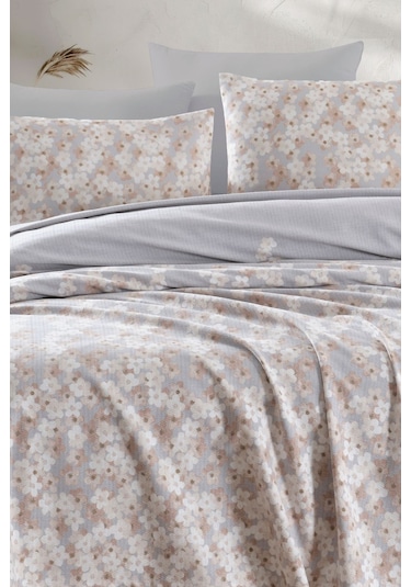 Enlora Home Baskılı Pike Takımı Tek Kişilik Piti Yaprak Rose