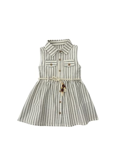 Çizgili Elbise Ekru