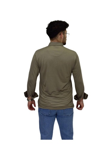Erkek Gömlek Yaka Uzunkol Tişört T6063 Bgl-st04542 Vizon