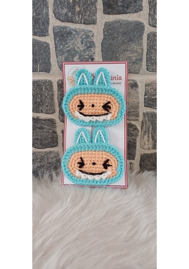 Örgümania Labubu Çıtçıtlı Toka- 7 Cm Mavi