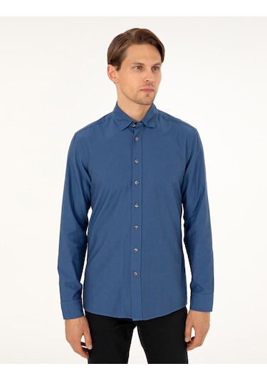 Pierre Cardin Erkek İndigo Gömlek Desenli 50293255-vr028 İndigo