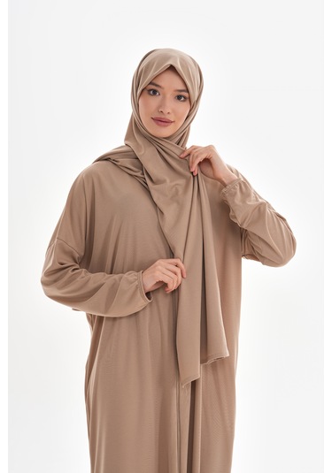 Sallı Fermuarlı Pratik Namaz Elbısesı Vızon Vizon