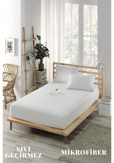 Ely Parker Sıvı Geçirmez Alez Mikro Fitted Çift Kişilik Tek Kişilik Bebek Alezi Su Yatak Koruyucu ELYPRKR00569 Beyaz