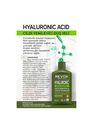 Revox Hyaluronic Acid Cildi Nemlendirici Duş Jeli 400 ML