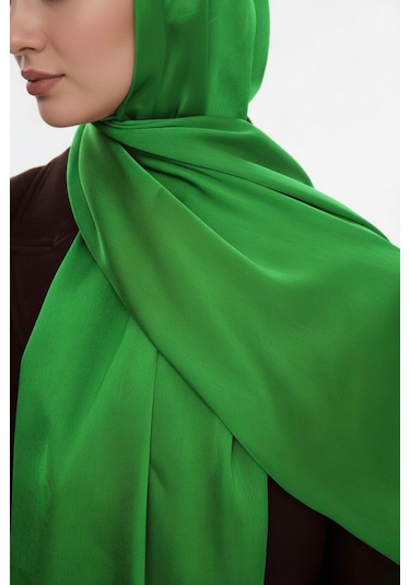 Benetton Mizalle & Yaqa Özel Saten Dokulu Yeşil Şal Yeşil