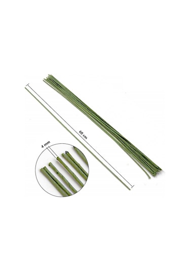 Roco Paper Çiçek Teli 4 Mm. - 4'lü Paket 60 Cm - Yeşil