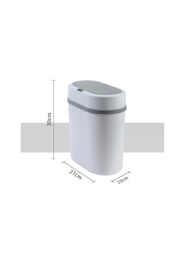 Fan Kapaklı Otomatik Hareketli Çöp Kovası 12l Kompakt Dayanıklı Beyaz