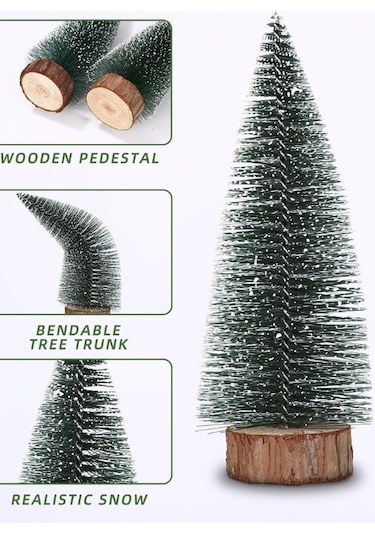 3 Lü Set Nevada Mini Çam Ağacı Uçlarına Kar Yağmış Karlı Yılbaşı Hediyesi 15 - 12 - 8 Cm