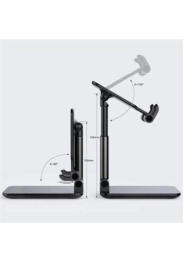 9068040791099 - Buffer Siyah Aynalı Cep Telefonu Sabitleyici Stand Katlanabilir Ayarlanabilir Telefon Standı