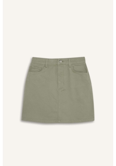 DeFacto Coool Normal Bel Gabardin Mini Etek E5346AX25SPGN497 Yeşil