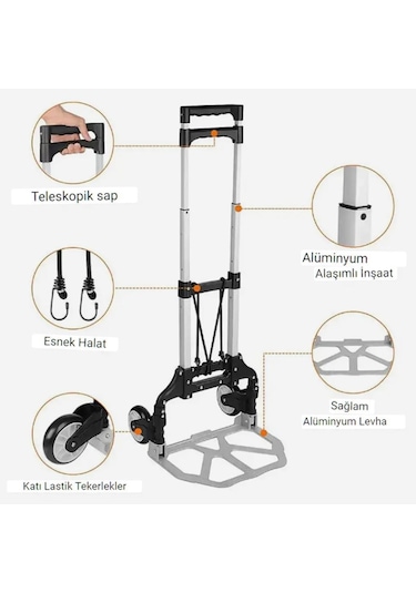 New-max Multi Fonksiyon Katlanır 70 Kg Kapasiteli Asma Aparatlı Portatif Koli Taşıma Aracı