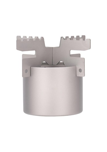 Yuntech01 Titanyum Alkol Ocağı 100ml + Taşıma Ayağı, 0.5mm Kalınlık, 74.5g Ağırlık, 5kg Yük Kapasitesi Gümüş