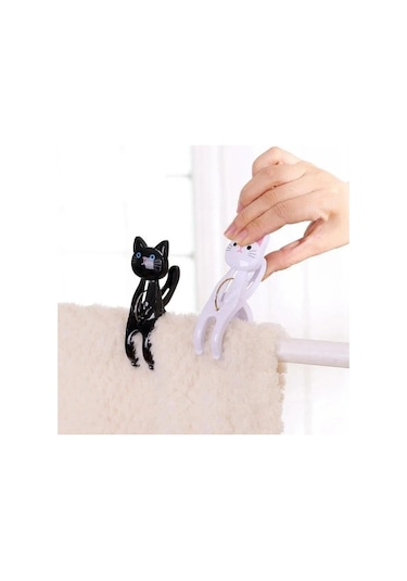 Pembe-4 Adet Sevimli Kediler Plastik Elbise Mandalları Clothespins Plaj Havlusu Klipler Çarşaf Çorap Rüzgar Geçirmez Çamaşır Mandalı