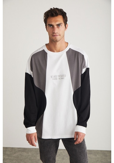 Grimelange Melvin Erkek Bisiklet Yaka Baskı Detaylı Uzun Kol Beyaz Sweatshirt Grimelange Melvin Erkek Bisiklet Yaka Baskı Detaylı Uzun Kol Beyaz Sweatshirt
