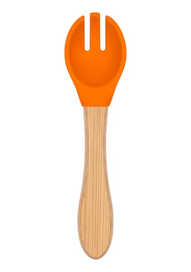 Bambu Saplı Silikon Mama Çatalı Sunset Turuncu