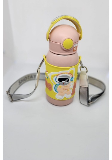 Shotay St-8812 Space 600ml Çift Başlık Kapak Termos Matara Pembe