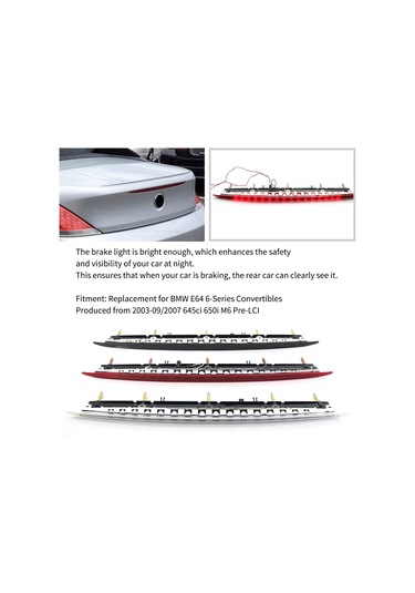 Symbee Bmw E64 2003-2009 Arka Yüksek Konum Fren Lambası, Beyaz, Oe 63256911909, Abs Malzeme