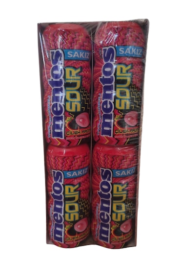 Mentos Sour Çilek Aromalı Şekersiz Ekşi Sakız 12 x 30 G