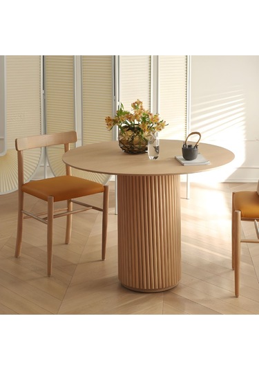 Breeze Yuvarlak Ahşap Bohem Masa 100x100 Naturel