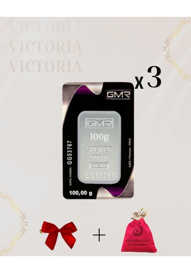 Vıctorıa Gold Sertifikalı 3 Adet 100 Gr Külçe Gümüş 999 Ayar