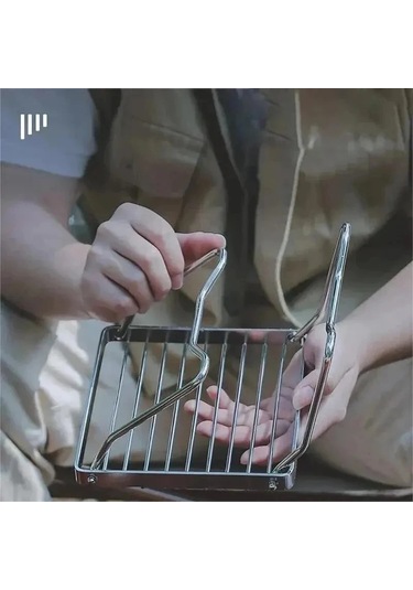 Açık Paslanmaz Çelik Soba Tutucu Kamp Taşınabilir Katlanır Mini Metalik