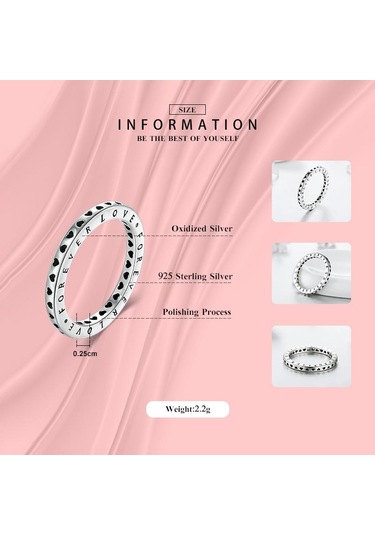 Modian 925 Ayar Gümüş Kalp Yüzük Zarif Istiflenebilir Klasik Aşk Yüzükler Kadınlar Için Yıldönümü Takı 7 Gümüş