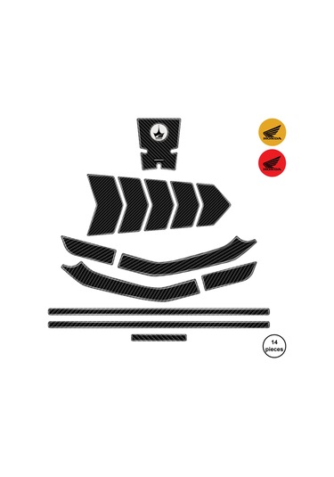 Honda Crf250 2025 İle Uyumlu Kaydırmaz 6d Karbon 14 Parça Tank Pad Seti Gc76 KARBON