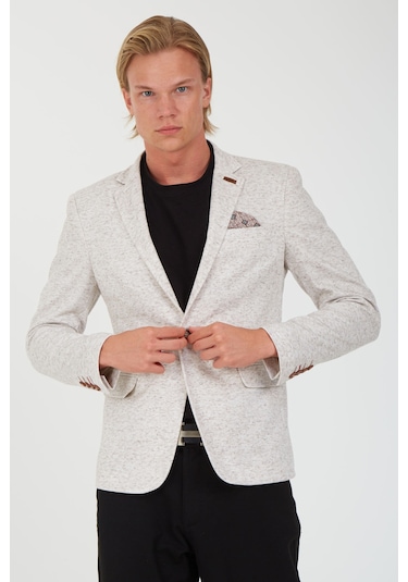 Sposo 5106 Dar Kalıp Yarım Astarlı Bej Erkek Blazer Ceket Bej