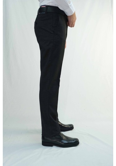 Erkek Siyah Pamuk Petek Desen Pantolon Siyah