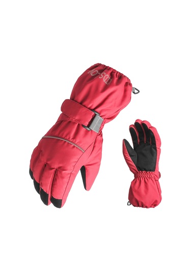 Geeksen Kış Çocuk Eldiveni 4-6 Yaş Kırmızı S, Isı Koruma Su Geçirmez, Kayak, Kayboard Ve Günlük Kullanım İçin Kırmızı