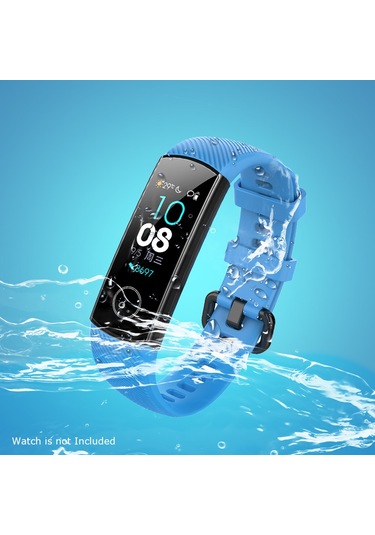 Hangfox Huawei Honor Band 4/5 İçin Silikon Su Geçirmez Değiştirilebilir Kordon - Mavi Çok Renkli