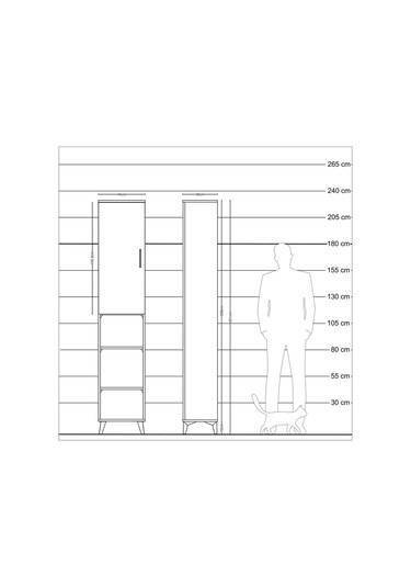 Arges Dolap 4 Raflı Tek Kapaklı Tek Askılı 44x30x221 Çam-antr... Çam