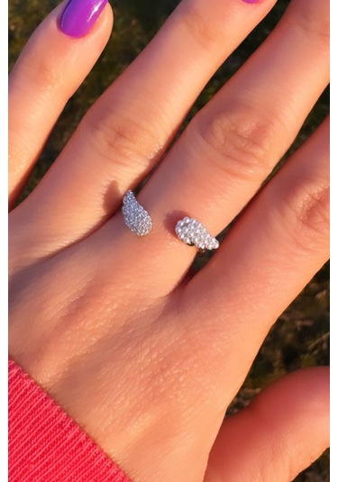 İncili Ve Zirkontaşlı Ayarlamalı Melek Yüzük - Gümüş Renk Silver