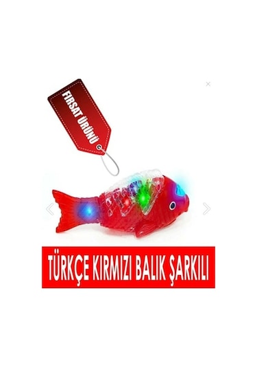Türkçe Kırmızı Balık Şarkılı Müzikli Işıklı Sesli Yürüyen Balık 2