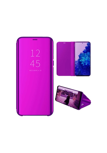 Huawei Mate 20 Pro Aynalı Kapaklı Lüx Kılıf Mor